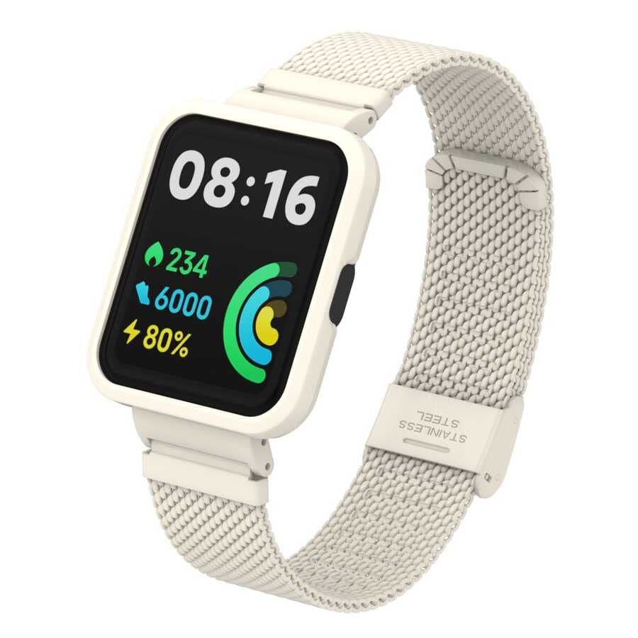 Zore Xiaomi İle Uyumlu Redmi Watch 2 Lite KRD-66 Metal Kordon Krem
