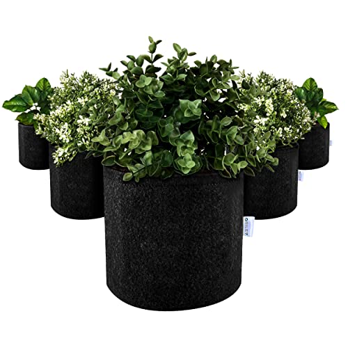 Image of Oriley Grow Bag Heavy Duty Geo Fabric Plant Pot Lightweight Bags Ideal for Gardening Balcony Terrace (Black, Round, 300 GSM 4 x 4 inch Pack of 5)
