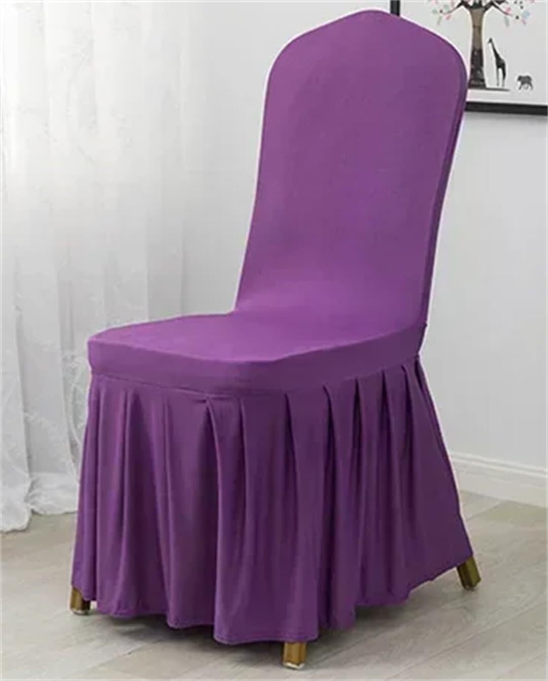 PBTMCD 100 Pcs Pleated Skirt Wedding Chair Covers, Thickened Elastic Slipcovers For Banquets Hotels Parties Dinners(15#)