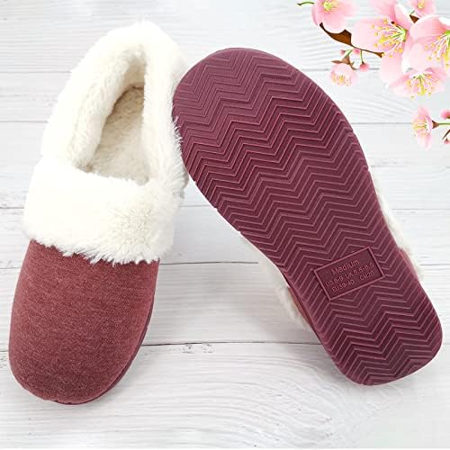 ofoot Womens Breathable Cotton House Slippers with Comfy Memory Foam,Non Slip Washable Indoor Shoes(Rose,US 8-9) | Image 3