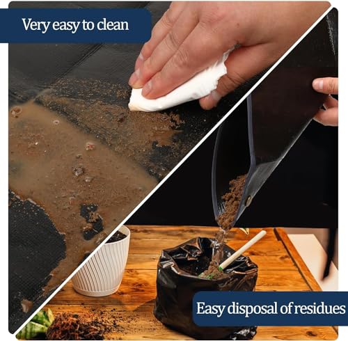 Image of 100x100 cm Gardening Mat for Plant Transplanting and Mess Control Thickened Waterproof Potting Tray Succulent Potting Mat Portable Gardening Mat Plant Gifts for Women Men 39.5x39.5 inch Black
