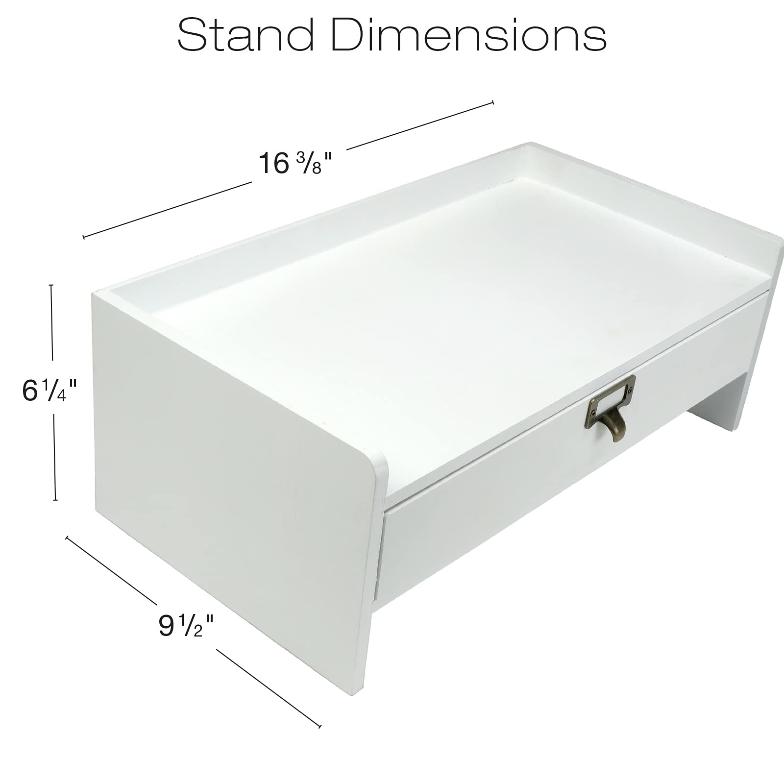 Soporte para monitor de madera: incluye cajón para la organización de escritorio de cuadernos, bolígrafos, lápices y suministros de oficina (blanco) 3