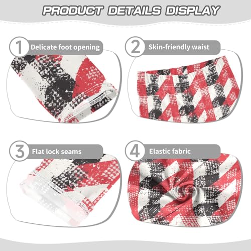 KLL Black and Red Houndstooth Toddler Girls' Legging Stretchy High Waisted Lounge Pants Gym3