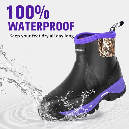 WOVENPAK Ankle Boots for Women, Rubber Rain Boots Waterproof Women, Ankle Garden Mud Boots Shoes, Rubber Boots for Womens Insulated Lightweight Short Boot Outdoor, Garden, Yard Work, Size 9 - image 3