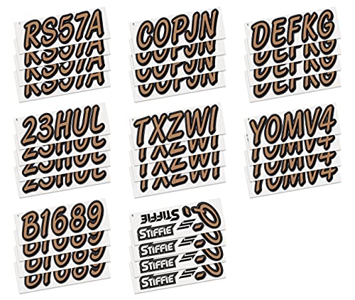 Image of STIFFIE Whipline Solid Metallic Copper /Black 3 inch Alpha-Numeric Registration Identification Numbers Stickers Decals for Boats & Personal Watercraft