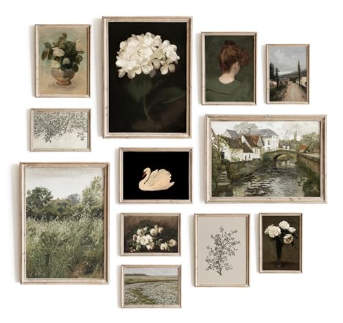 Hambient – Set de 12 Láminas Decorativas Pared Estilo Vintage Collage Moderno – Posters Decoración Neutra para Dormitorio, Habitación,...
