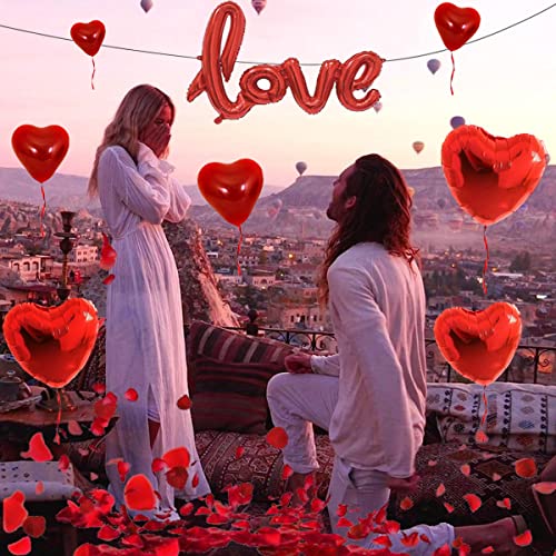 50 6-inch red Heart Balloons Latex,18-inch 10Pcs red Heart Balloons Foil ,42-inch 1Pcs red Love Balloon,Red Petals Kit for Valentines Day,Propose Marriage,Wedding Party.… - Image 5