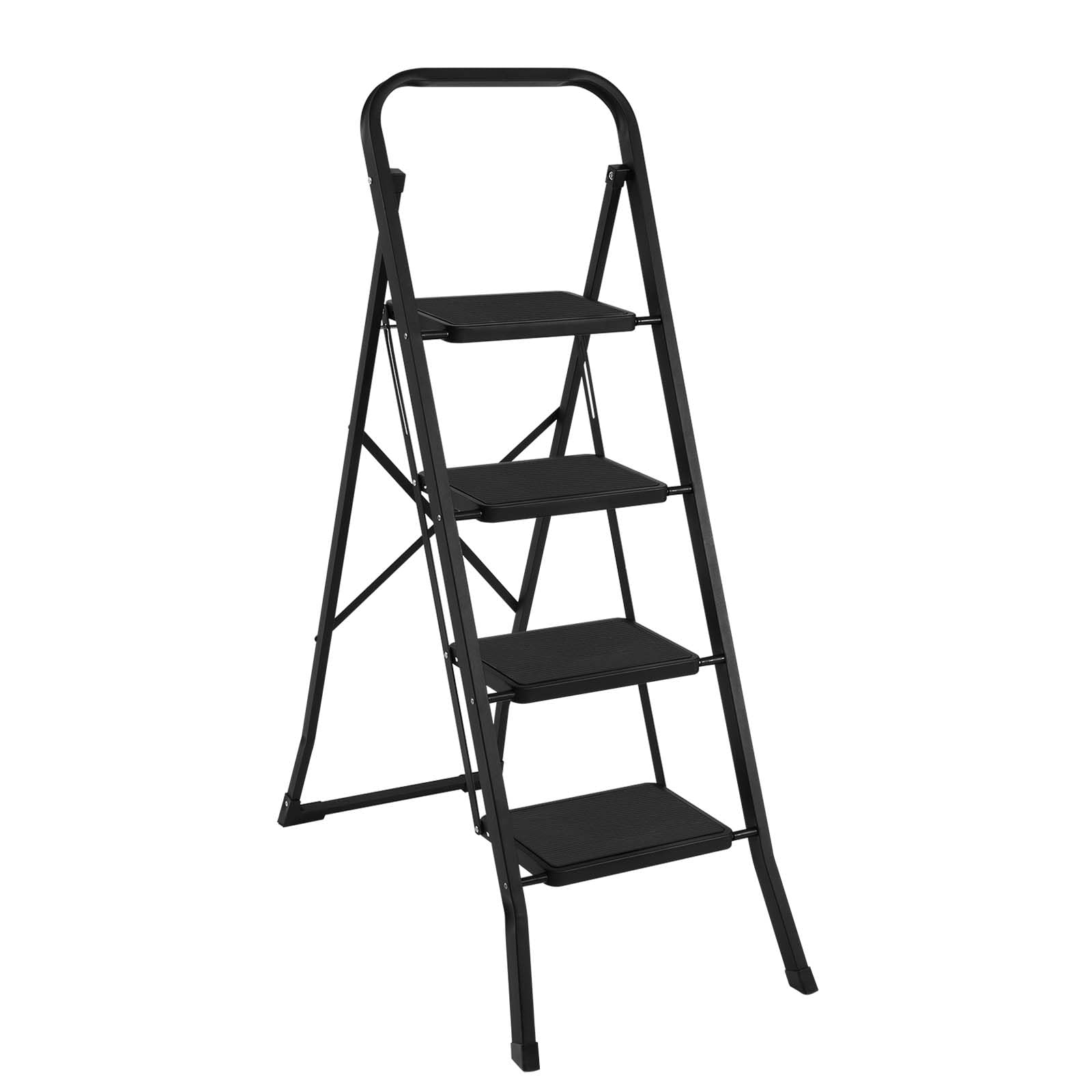 RIKADE 4 Step Ladder, Lightweight Folding Step Stool for Adults with Anti-Slip Pedal Sturdy Portable Ladder with Handrails, 330 lbs Capacity, 4 Step Stool for Kitchen & Household