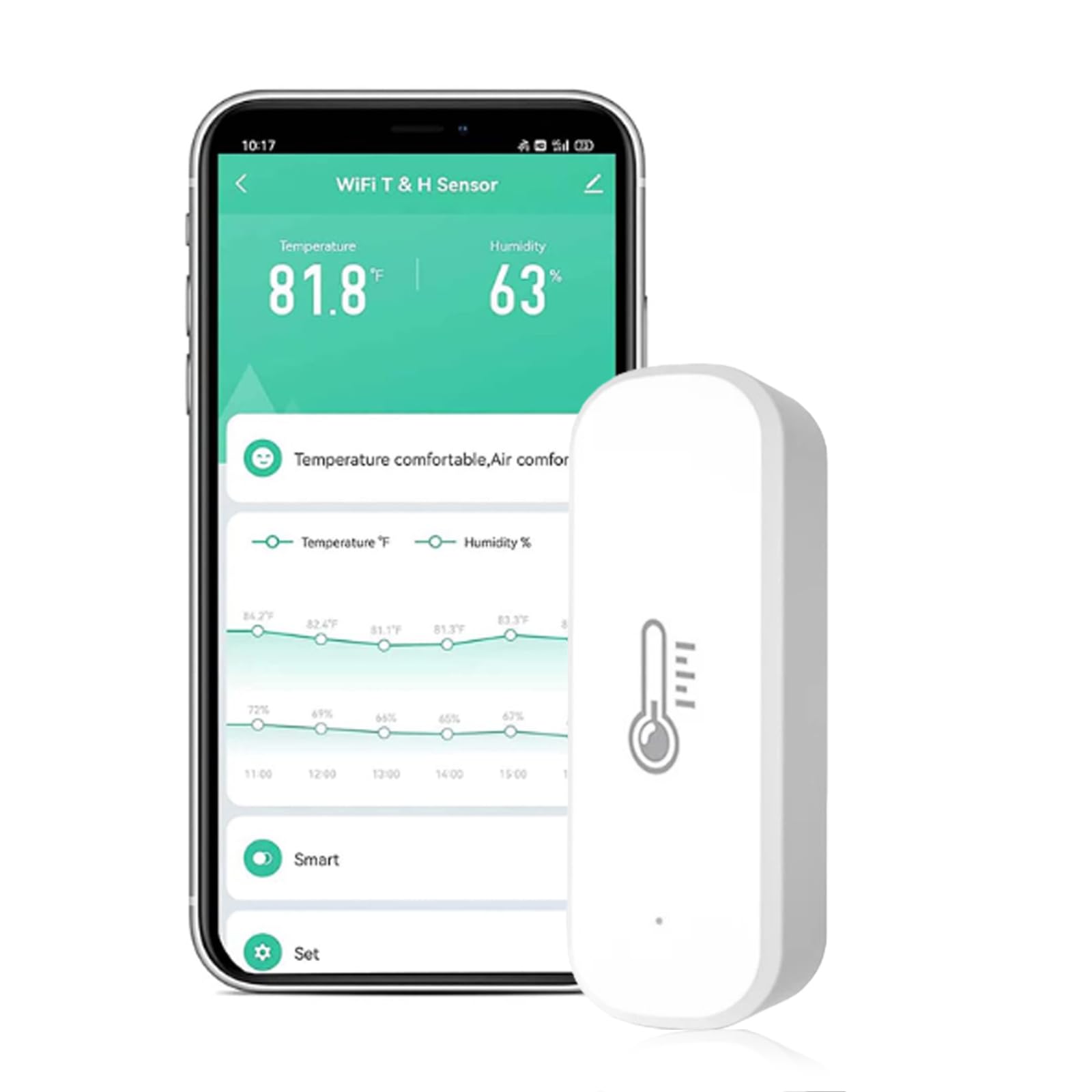 Smart WiFi Thermometer Hygrometer Sensor - Wireless Temperature & Humidity Monitor with Remote Monitoring, TUYA App Alerts & High Precision - No Hub Needed, Alexa Compatible(1 pack)