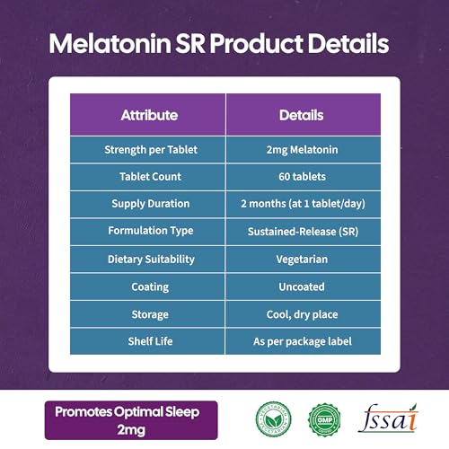 Image of AIWO Melatonin SR 2mg - 60 Tablets for Better Sleep | Wake Up Refreshed, Relaxed & Energized | Supports Healthy Sleeping Patterns | Promotes Restful Nights | Helps Maintain a Balanced Sleep Cycle as Part of a Daily Wellness Routine