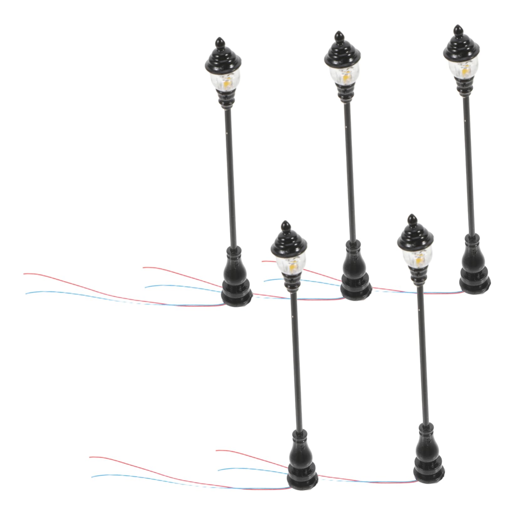 SUPVOX 5Pcs Garden Lamp Decorative Miniature Street Lamp Model DIY Sand Table for Outdoor Decoration House Pathway Realistic Design
