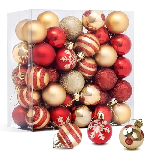 Christmas Tree Decorations Set,4CM 50 Pcs Red Gold Christmas Tree Decorations,Christma Decoration,Christma Baubles Gold Baubles