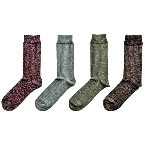 Image of RAFRAY Women's Glitter Socks Crew Length, Premium Shiny Sparkly Socks in Gift Box, 4 Pairs, Size US W: 5-9.5 EU: 36-40