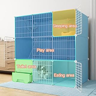 Gabbia per Gatti di Grandi Dimensioni - Gabbie per Gatti da Interno di Grandi Dimensioni con lettiera Fai da Te per Gatti, recinto Staccabile in Filo Metallico per Gattini, Gabbia per piccol