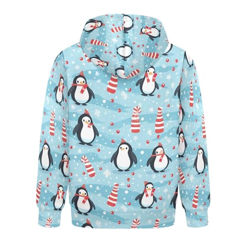 Kids Hoodies Sweaters Christmas Xmas Penguin Hooded Sweatshirts with Big Pockets for Boys Girls B04004382
