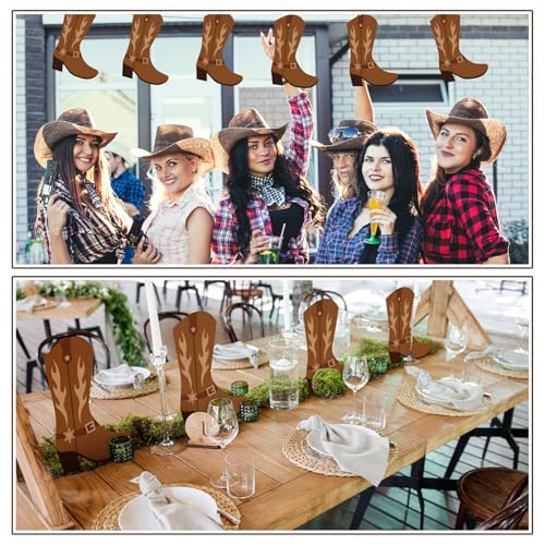Image of Honoson 50 Pcs Cowboy Boot Decorations Bulletin Board Cutouts DIY Wild West Cowpoke Boots Paper Cutout West Cowboy Themed for Bulletin Board Decor Cowpoke Party Wild Occident Themed Party Supplies