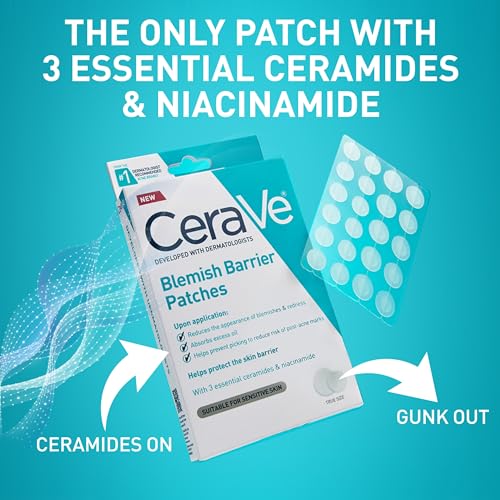 CeraVe Hydrocolloid Blemish Patches, Oil Absorbing Spot Control with Ceramides and Niacinamide, Allergy-Tested & Suitable For Sensitive Skin, Ultra-Thin & Blends Into All Skin Tones, 22ct - Image 5