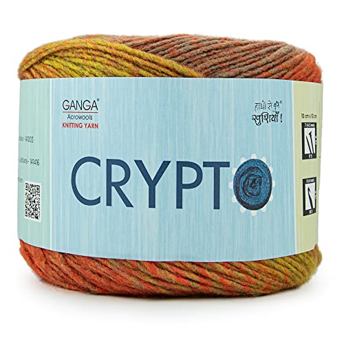 Image of Ganga Acrowools Crypto -100% Acrylic Yarn, Hand Knitting and Crochet Yarn, Pack of 2 Balls - 100gm Each. Shade no - PTT5245
