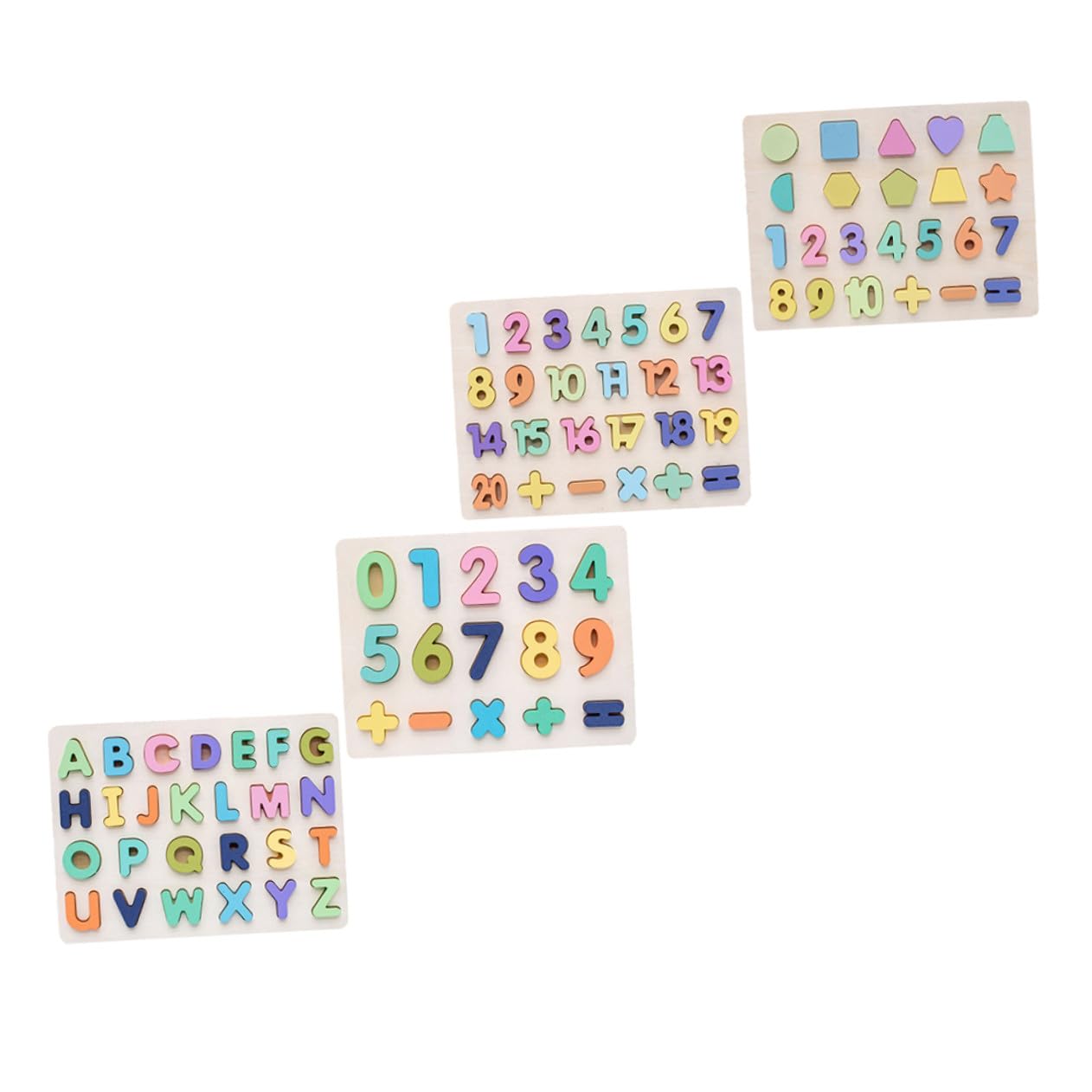 Puzzle Numerico e Lettere in Legno 4 Pezzi, Giocattolo Educativo | Decorazioni Scuola, Superfice Liscia, Colori Vivaci, Apprendimento Precoce per Ragazzo Ragazza