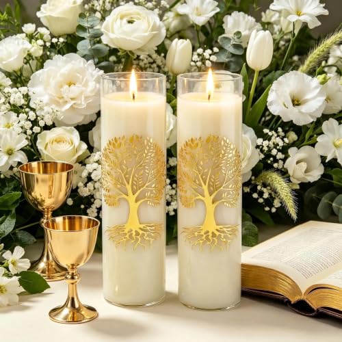 White Beeswax Candles 2 Pack 136H Total Burn for Meditation & Gifts