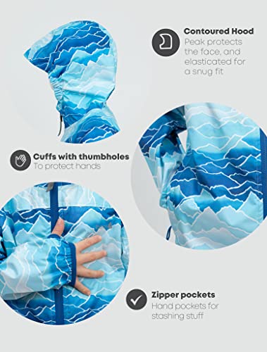 Therm Kids Raincoat, Waterproof Girls Boys Rain Jacket - Lightweight, Packable (Ice Mountain Blue, 12) #TOP3