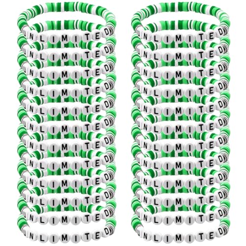 24 Pcs Friendship Bracelet Halloween Witch Party Favors Inspirational Stackable Bracelets Polymer Clay Letter Bead