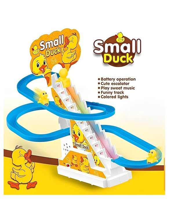 ADKD Duck Track Stair Climbing Toys for Kids, Escalator Toy with Lights and Music -with 3 Small Duck - Multicolor |