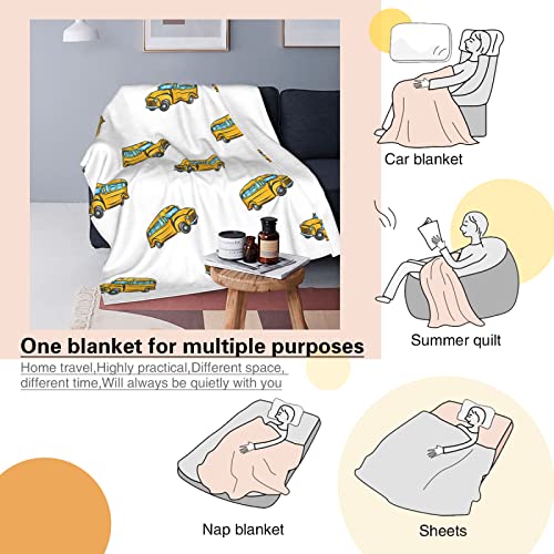 Image of School Bus Blanket 50 inchx60 inch - Extra Soft Fleece Flannel Throw Blankets for Adults, Kids, Couples - Cozy Plush Blanket for Bed, Couch, Gift for Teachers, Bus Lovers