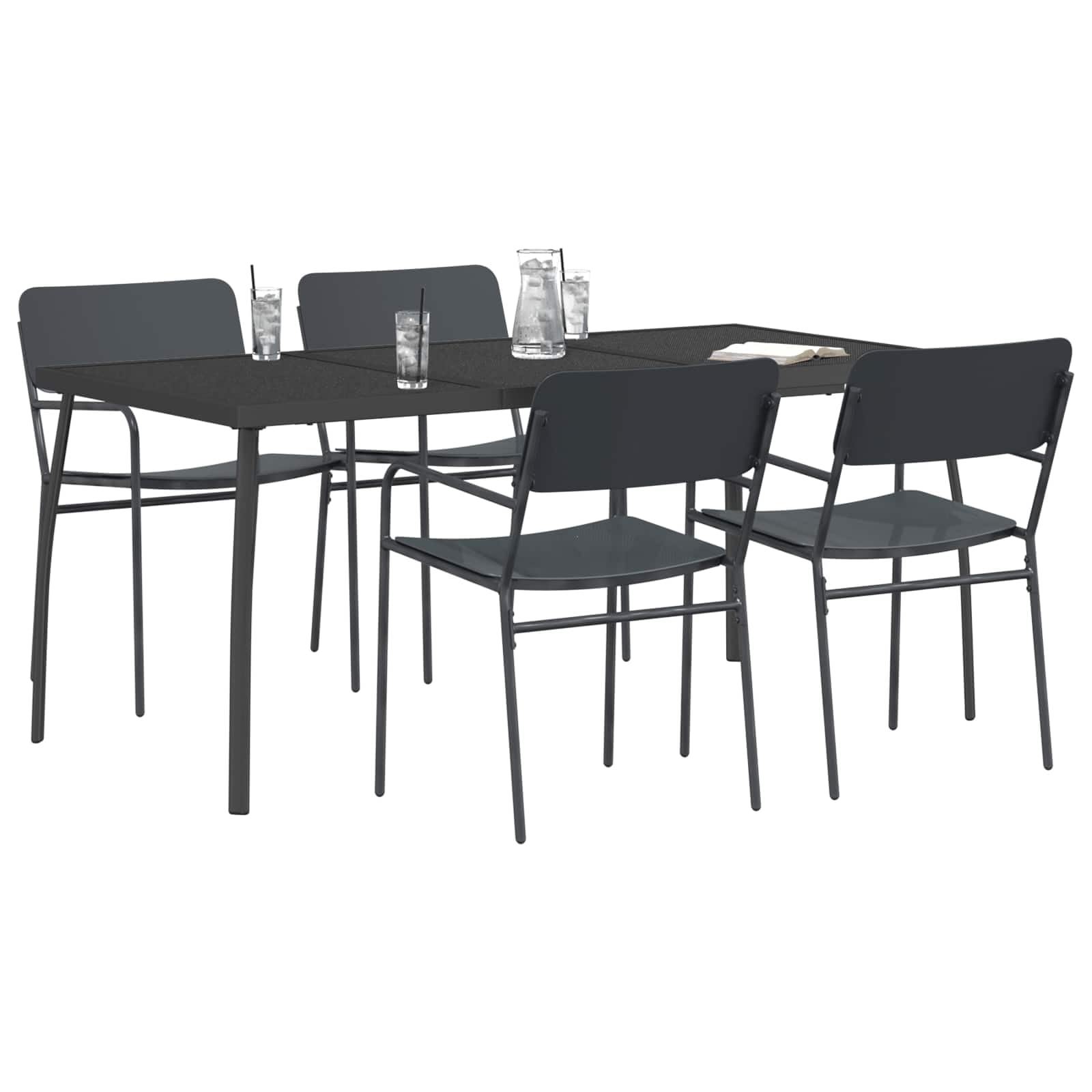 Genérico Conjunto de Comedor 5 uds. Antracita Acero,Mobiliario,Conjuntos de Muebles,165 x 80 x 72 cm-3422862
