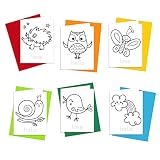 Coloring Cards: Set of 6 Cards for Kids to Color and Practice Letter Writing - All Occasion Greeting