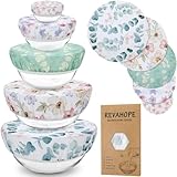 Revahope 5-Size Reusable Beeswax Bowl Covers for Bread Proofing, Cotton Cloth Flexible Beeswax Wraps for Food Storage