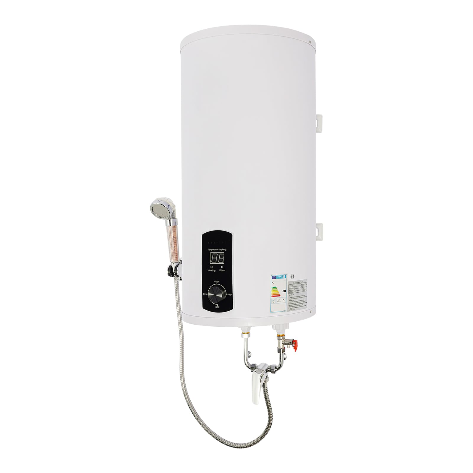 Scaldabagno elettrico, 80 l, 2000 W, serbatoio in acciaio inox, indicatore LED | Design montato a parete: capacità di 80 litri, protezione dell'acqua IPX4, spina UE