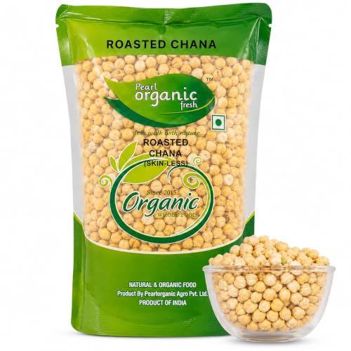 Image of Pearl Organic Fresh Organic Bhuna Chana Without Skin | Roasted Desi Chickpeas | Whole Roasted Chana Ready to Eat | Healthy High Protein Snack | Organic Roasted | Crunchy Gluten-Free Snack (1.5 Kg)