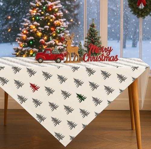 JANGYUHH Weihnachten Tischdecken Abwaschbar Weihnachtsbaum...