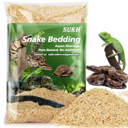 Sukh 14OZ Natural Aspen Shavings Reptile Bedding Soft Wood Shavings Terrarium & Tank Substrate Nesting Material for Snake Lizard Tortoise Small Animal Rabbit Chicken & Bird