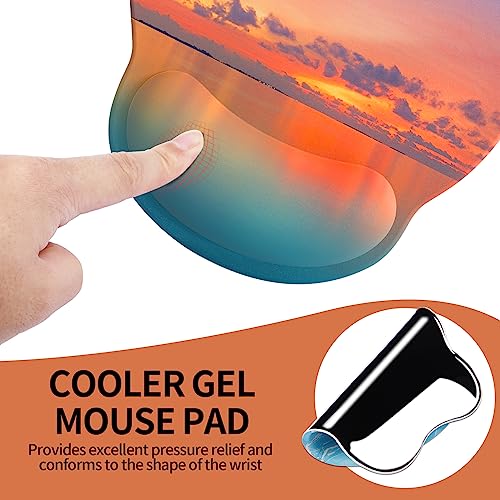 Image of eulps Mouse Pad with Wrist Rest, Comfortable Computer Mousepad with Gel Wrist Support Smooth Surface and Non-Slip PU Base for Pain Relief, Laptop, Office & Home (Oceanic Sunset)