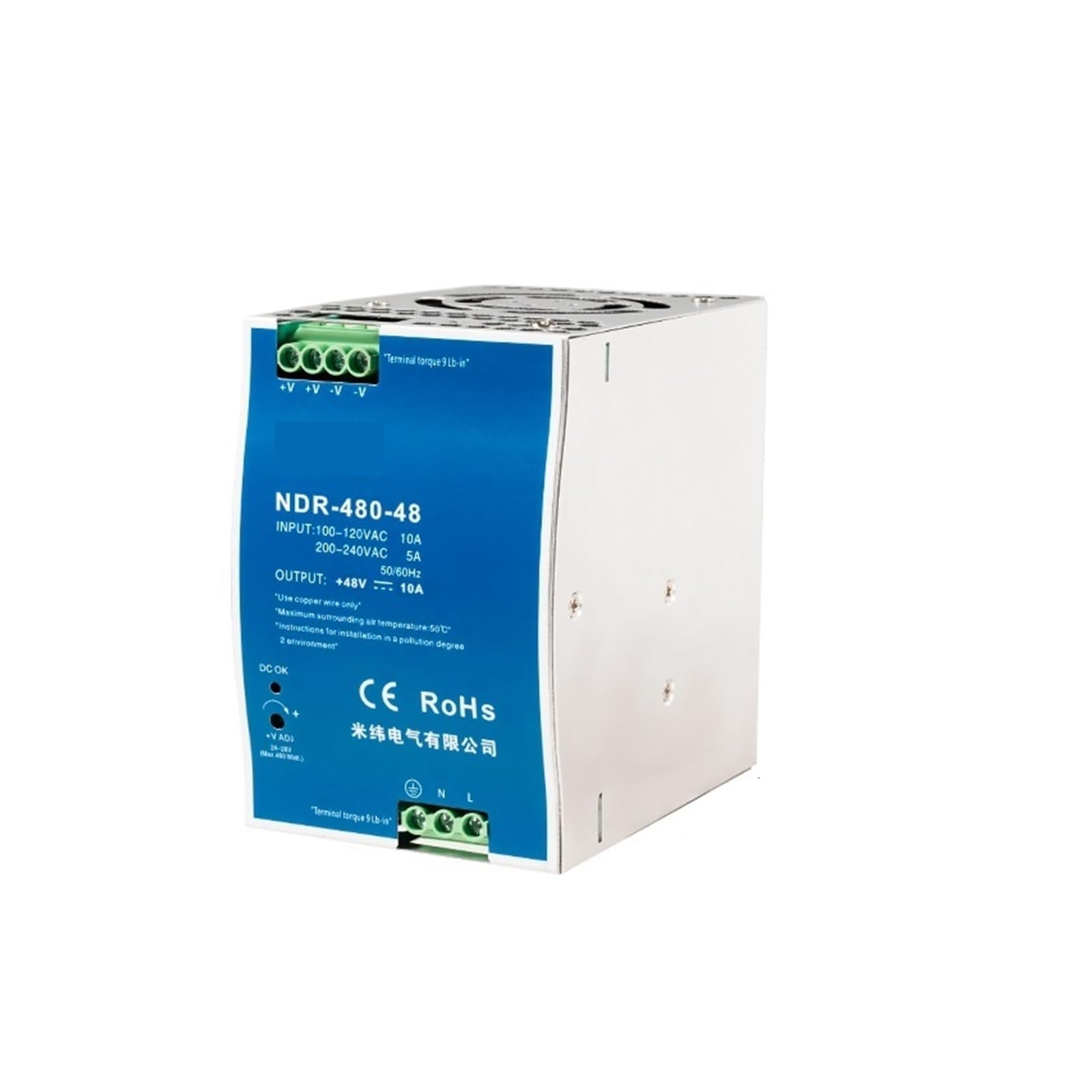 BRODEFUP NDR-75W 120W 150W 240W 480W Power Supply 12V 24V 100-240v(100-240V,24V,480W)