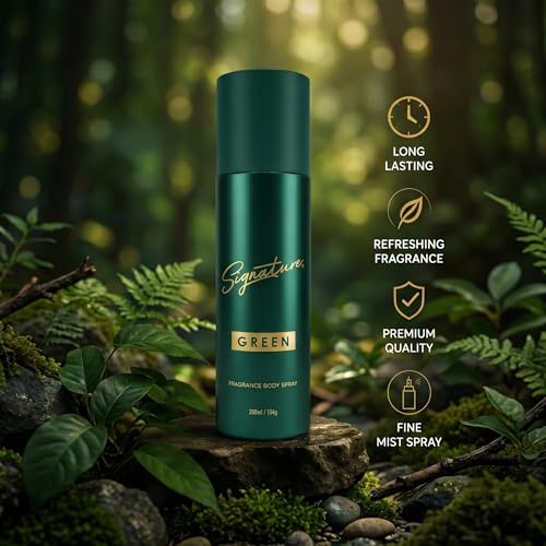 Image of Signature Deodorant Body Spray - Green | Elegant & Distinctive Fragrance | Long Lasting | Skin Friendly Deo | For Everyday Use | For Men, Women (Unisex) | Pack Of 1 (200ml)