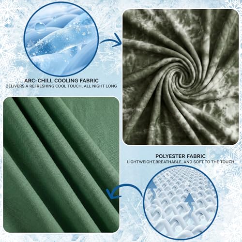 Image of Guohaoi Cooling Throw Blanket for Hot Sleepers, Queen Size 90''x90'' Lightweight Breathable Summer Bed Blanket for Couch, Arc-Chill Q-Max >0.5 Cool Fiber,Lightweight Tie Dye Blanket Green