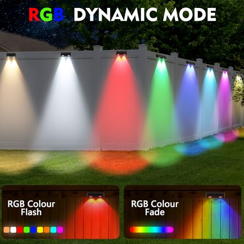 sununiny Solar Fence Lights Outdoor,4 Pack Wall Solar Lights IP65 Waterproof,9 Colors 11 Modes RGB Garden Fence Lights Solar Powered for Patio/Backyard/Porch/Pool Decorations - Image 3