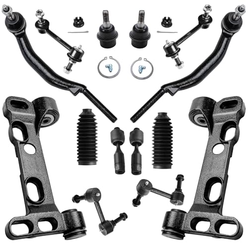 Image of Detroit Axle - 14pc Front End Suspension Kit for 2002 Chevy Trailblazer GMC Envoy Bravada Lower Control Arm Brackets Ball Joints Inner & Outer Tie Rods Front Rear Sway Bars Boots Replacement