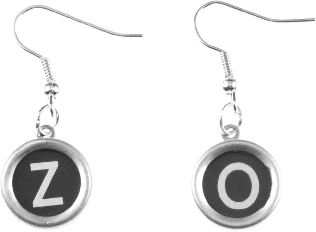 Vintage Typewriter Key Earrings Chosse Letter Name Initials Miniblings Black Q +?