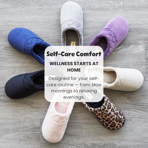 Image of Dearfoams Women's Lightweight Memory Foam Indoor House Slipper Darcy Velour Clog with Wide Widths