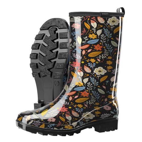 Image of HISEA Women's Rain Boots Waterproof Mid Calf Garden Farm Rubber Boots