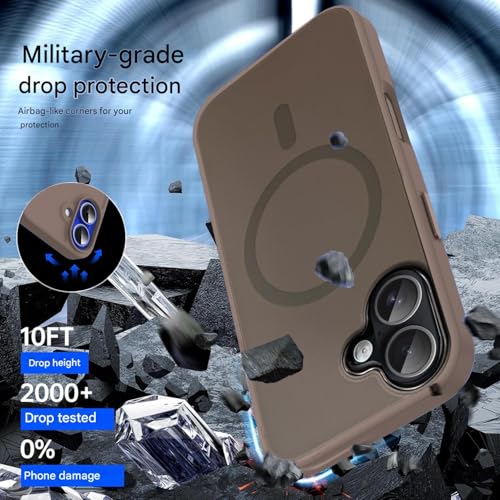 Image of Elzzi Magnetic for iPhone 17 Case (2025) (Compatible with MagSafe)(Military Grade Drop Protection) Matte Shockproof with Anti-Fingerprint Phone Cover, 6.3''|Brown