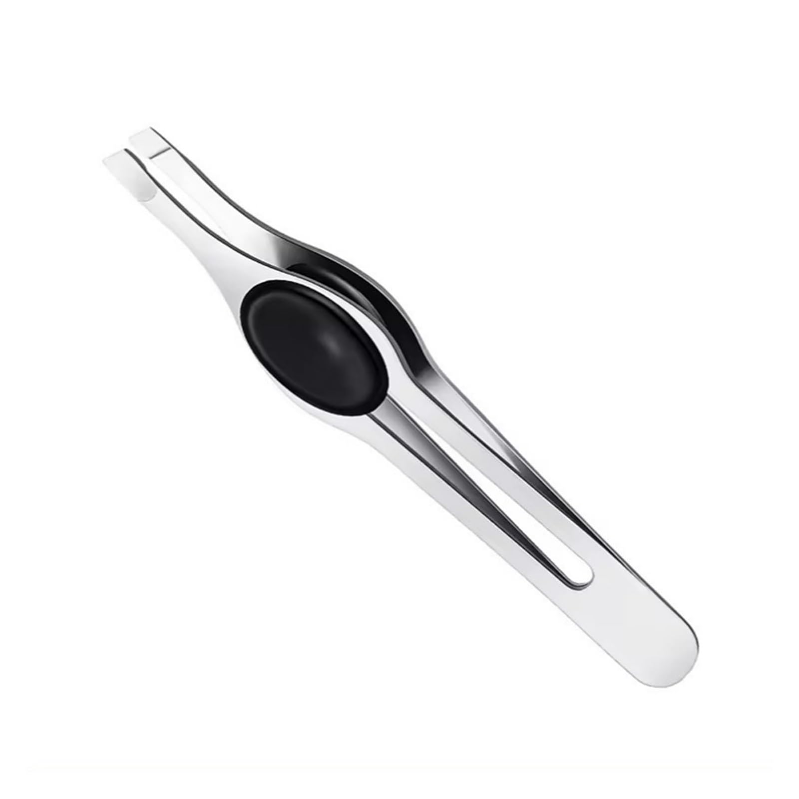 Btgyttkl Silver Eyebrow Plucking Tweezers Comfort Hold Non-Slip Stainless Steel Slanted Tip Eyebrow Tweezers Facial Hair Removal Ingrown Brows Slant Tweezer