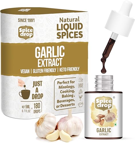 Image of Spice Drop Garlic (Lahsun) Extract | 100% Natural | For Cooking, Baking, Restaurant Style Food |No Chopping And Peeling | 5ML Equivalent To 175 Grams Whole Garlic