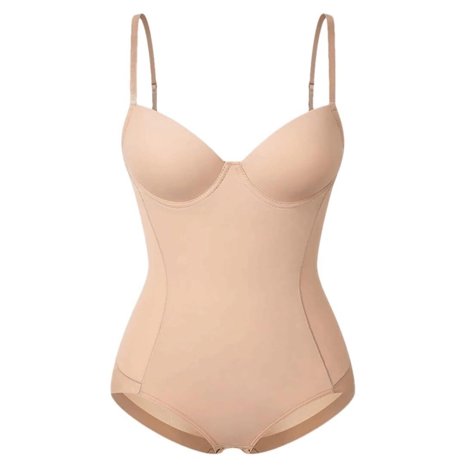 Rieort Backless Shapewear Straps Body Shaper for Women Slimming Girdle with Built in Bra Tummy Control Underwear Enhancer Bodysuit Butt(XL)