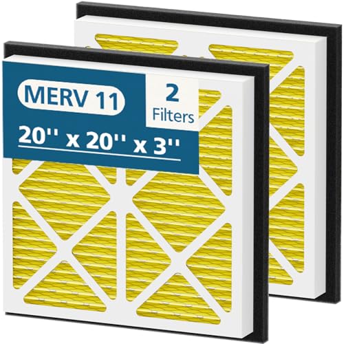 20x20x3 MERV 11 Air Filter Compatible with Zephyr VGF Series 20x20x3 Whole Home Deep Pleated Return Air Grille Filter MERV 11 Air Filtration System Yellow (2 Pack)