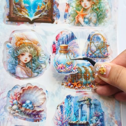 Image of Starlit Realm Fantasy Sticker Book - Waterproof & Repositionable Celestial Decals, Pre-Cut Magical Fairies, Moons & Stars for Scrapbook, Journal & DIY Crafts, No Residue